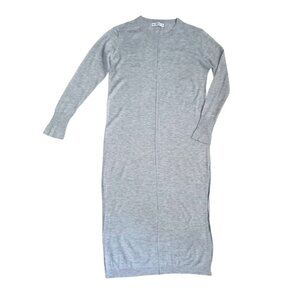 Zara Knit Gray Long Sweater Dress – Long Sleeve Crewneck, Size S